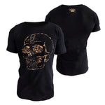 Afbeelding laden in Galerijviewer, MVL Gold line &quot;Flower skull&quot; T-shirt